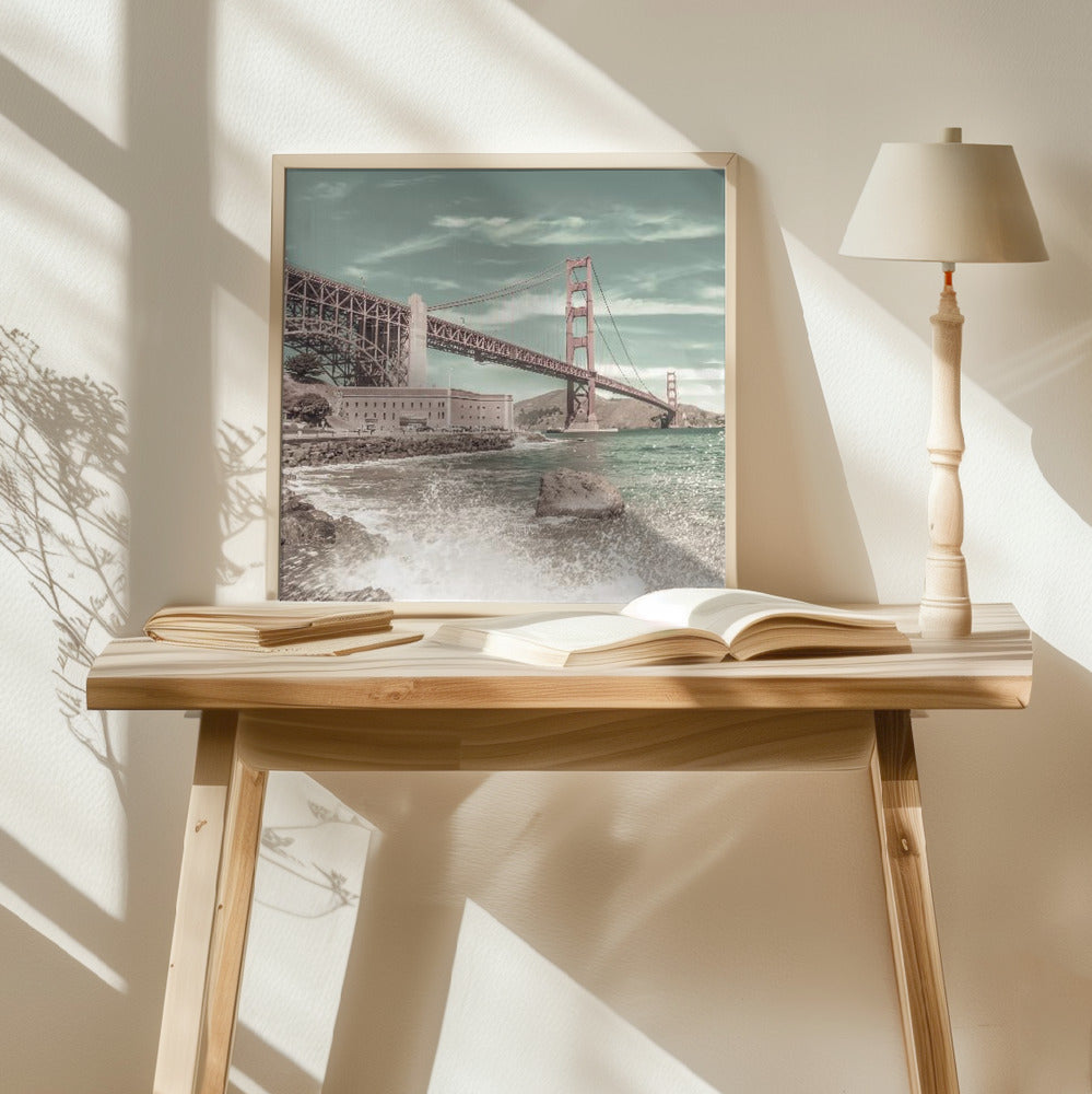 GOLDEN GATE BRIDGE Coastline Impression | urban vintage style Poster