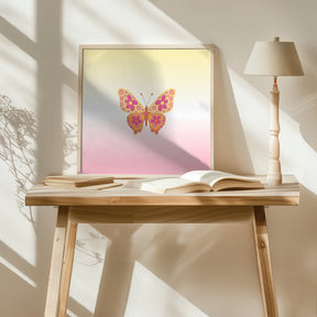 Colorful floral butterfly Poster