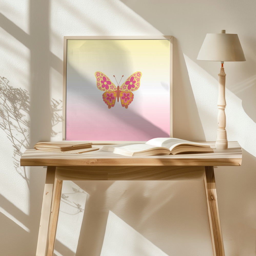 Colorful floral butterfly Poster