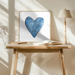 Watercolor heart blue Poster