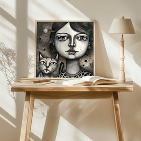 Girl and the Cat Poster