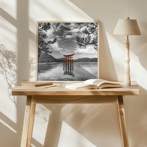 Vermilion torii of the Itsukushima Shrine on Miyajima - colorkey Poster