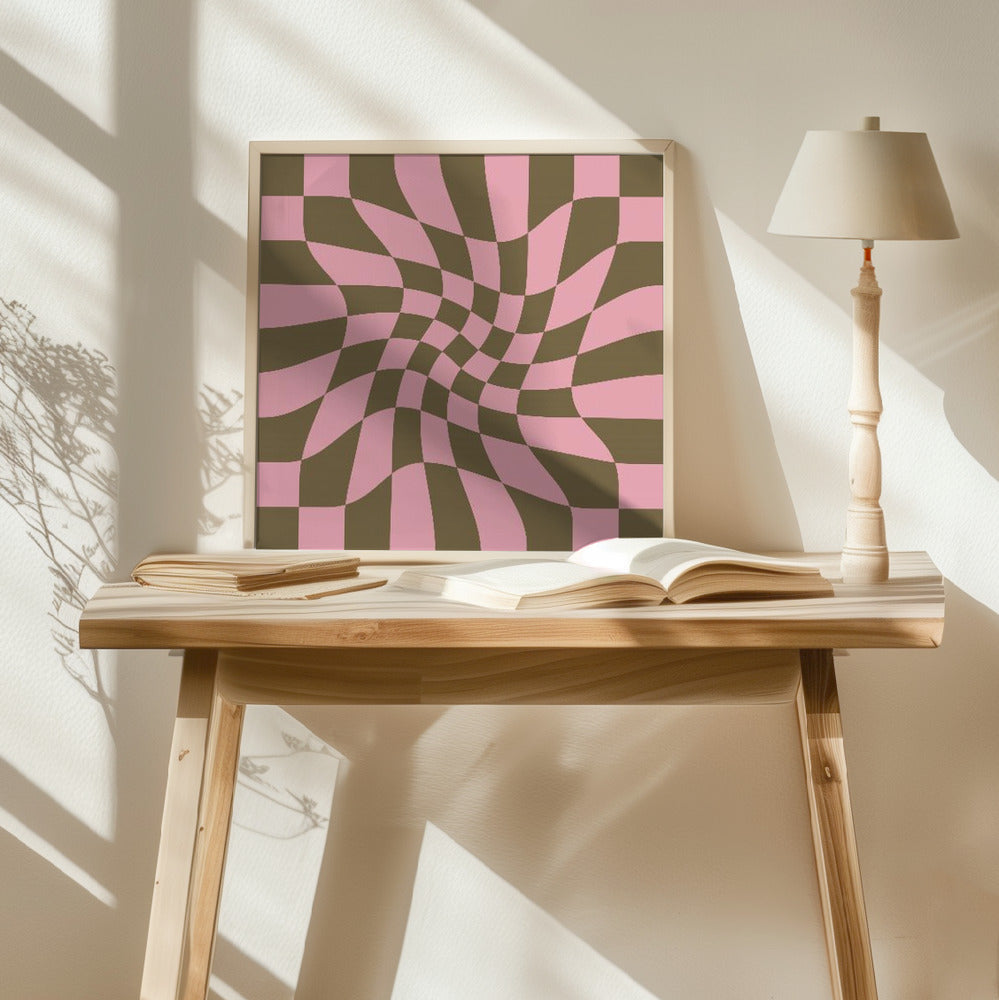 Twirly - Checkerboard - Pink and Brown Poster