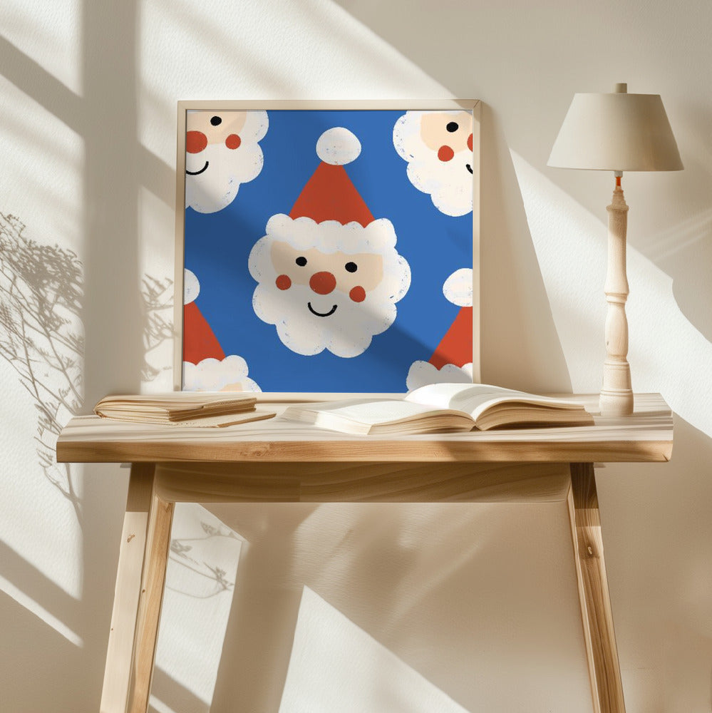 Santa Claus Retro Bold Blue Poster