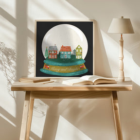 Christmas Village Snow Globe - Merry and Bright Poster