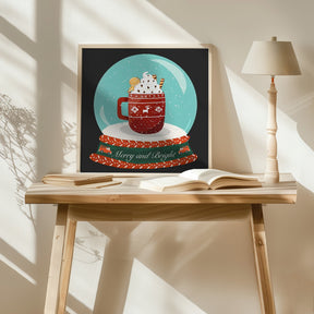 Hot Chocolate Snow Globe - Merry and Bright Poster