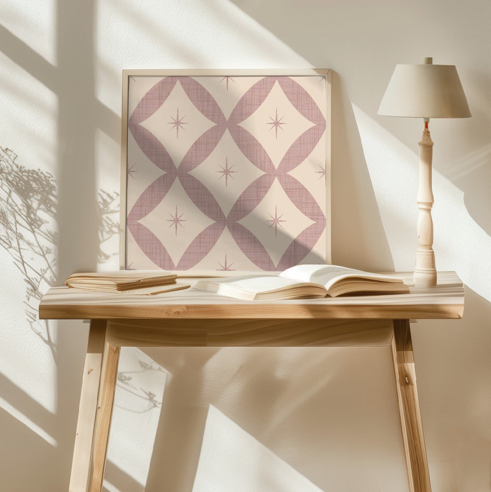 Atomic Star   Mid Century Starburst Mauve Poster