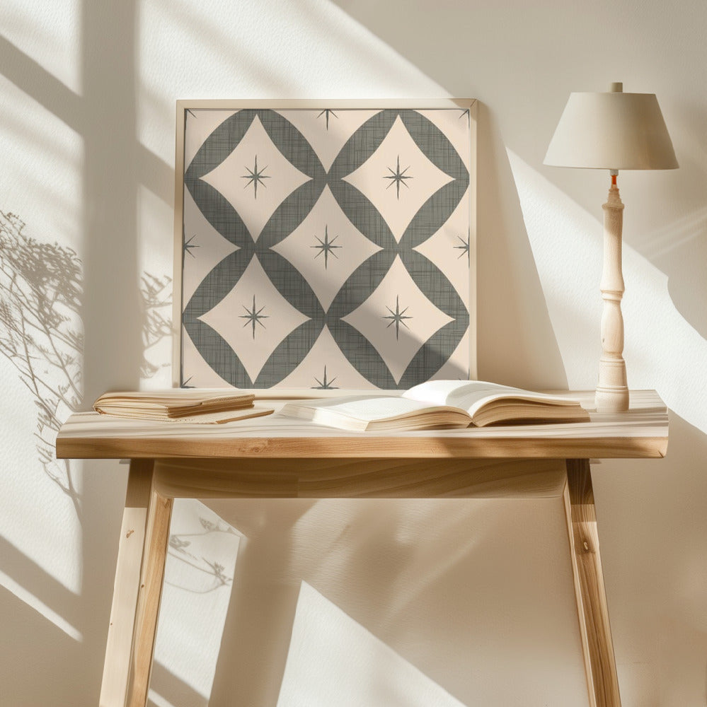 Atomic Star   Mid Century Starburst Taupe Poster