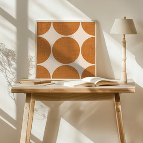 Modern Ocher Retro Spheres-Mid Century Modern Poster