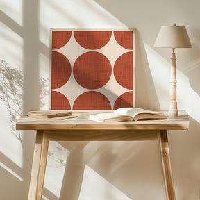 Modern Rust Red Retro Spheres-Mid Century Modern Poster