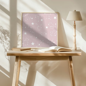 Celestial Constellation Boho-Moon and Stars In Dark Neutral- Mauve Poster