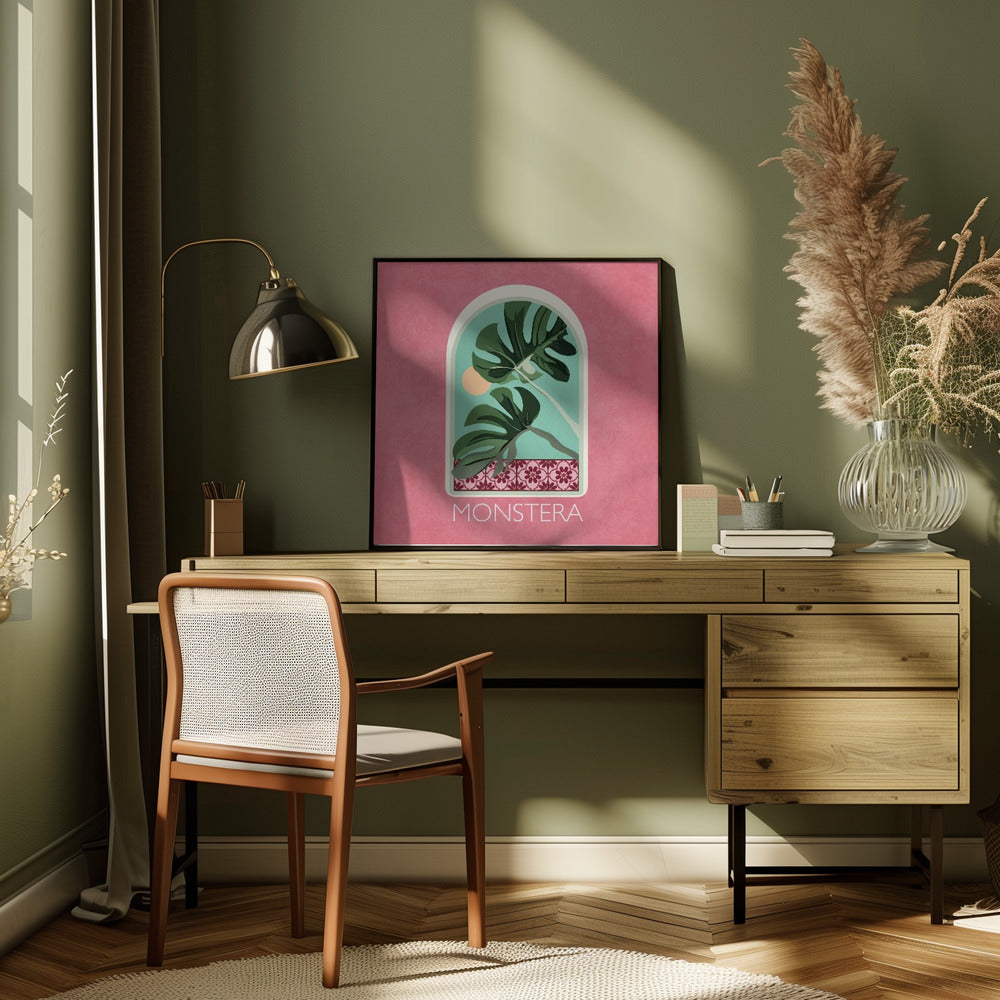 Green Sets Monstera Poster