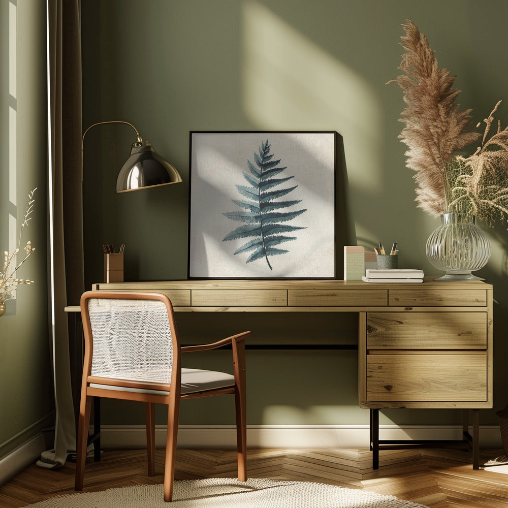 Teal watercolor fern 5 Poster