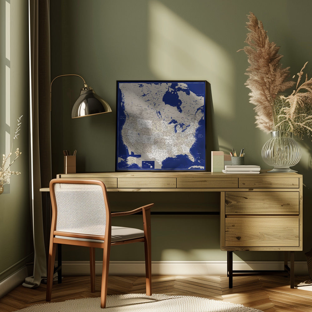 Highly detailed map of the United States, Kameryn Poster