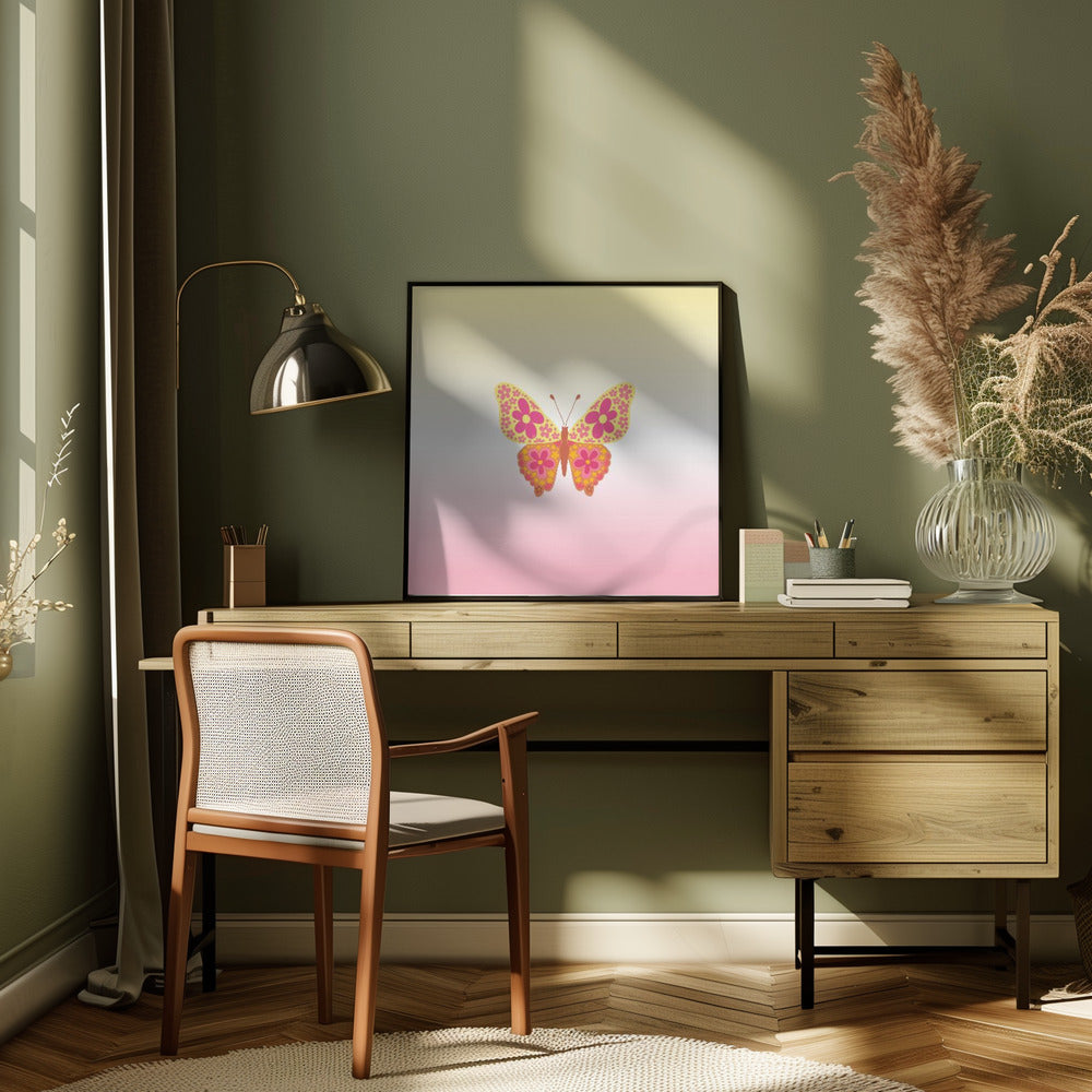 Colorful floral butterfly Poster