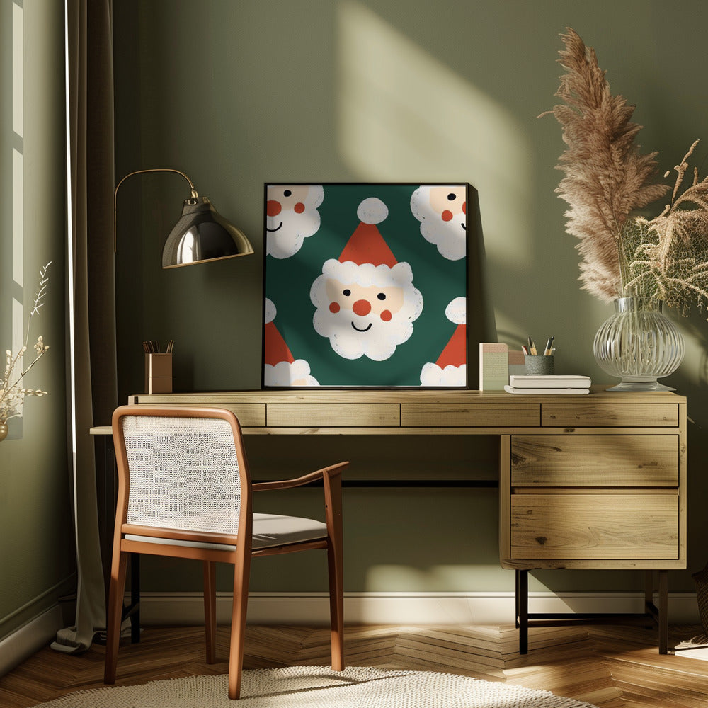 Santa Claus Retro Bold Green Poster