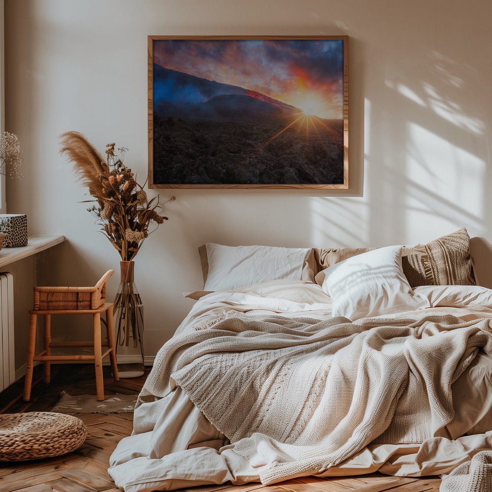 Volcano Sunrise Poster