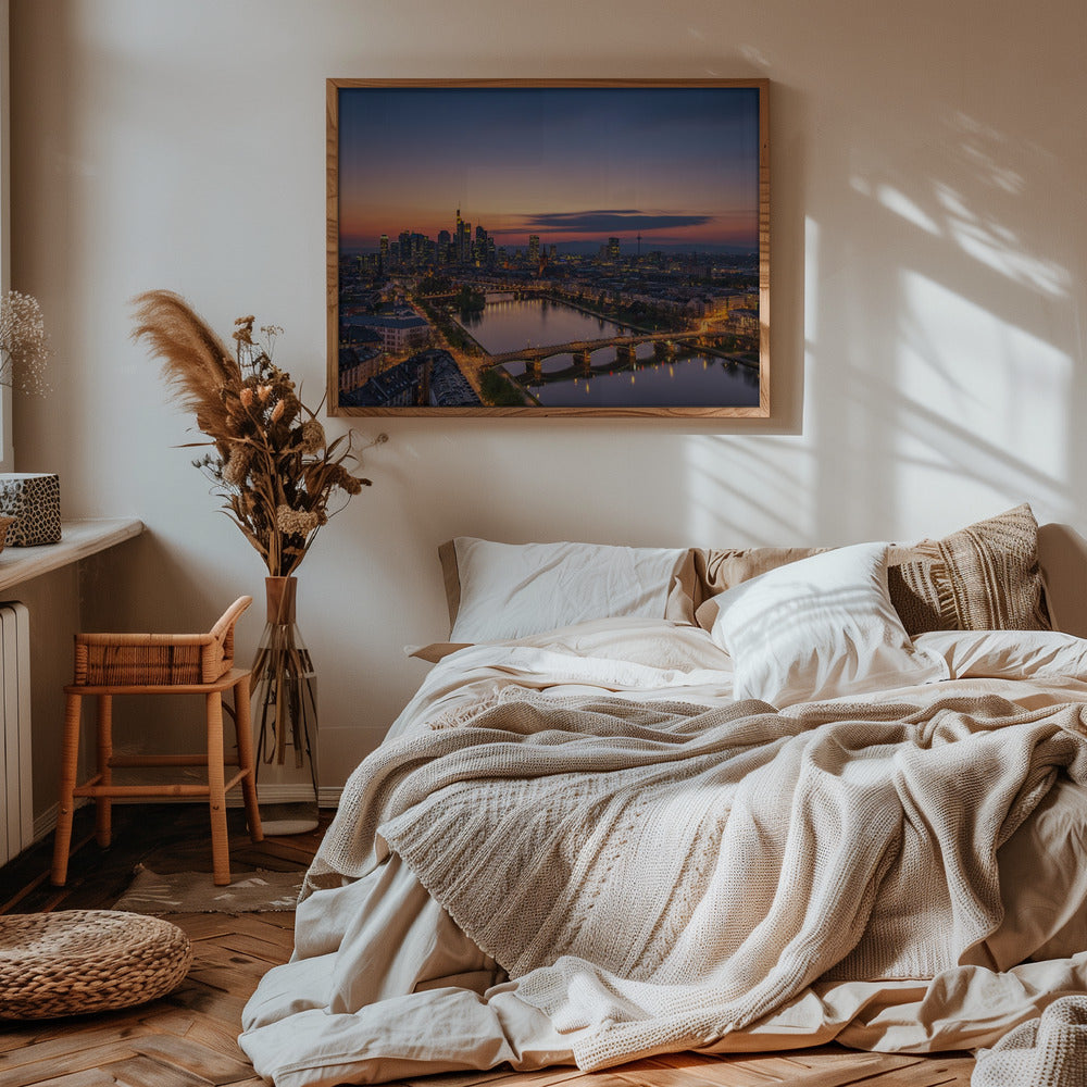 Frankfurt Skyline at sunset Poster