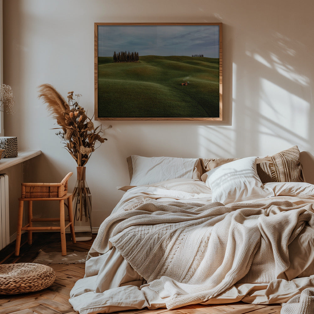 Busy tractor in Val d'Orcia Poster