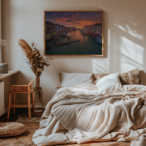 Grand Canal at sunset , view from the Rialto bridge , Venice . Poster