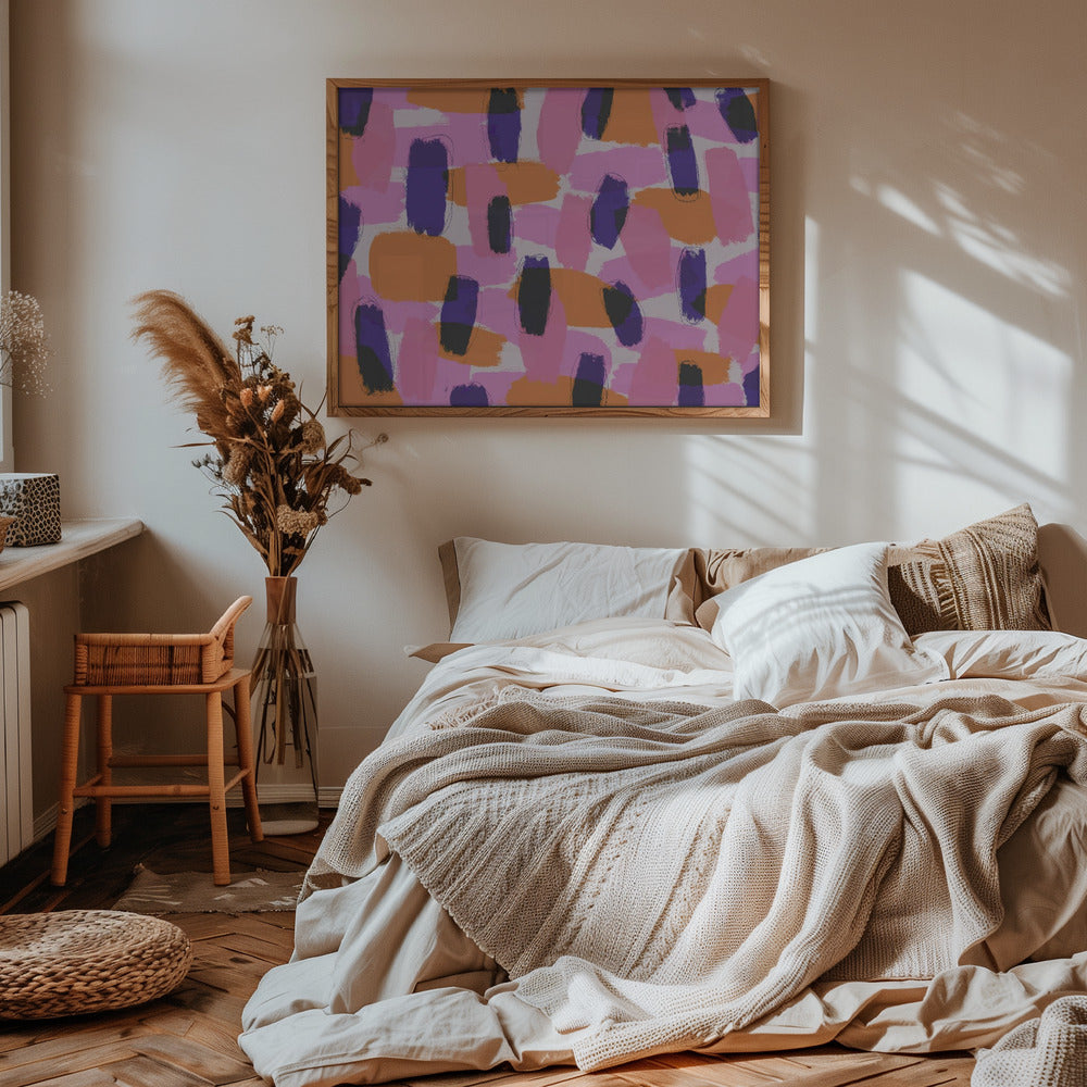 Layered Purple Strokes Pattern Poster