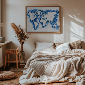 Blue strokes world map Poster