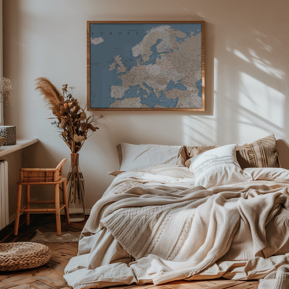 Amias detailed map of Europe Poster