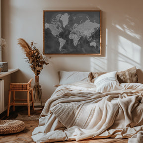 Detailed world map with cities, Patwin Poster