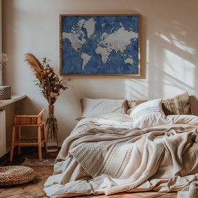 Detailed world map with cities, Sabeen Poster