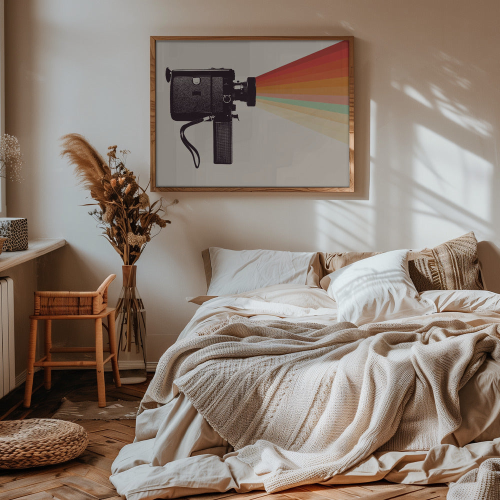 Movie Camera Rainbow Poster