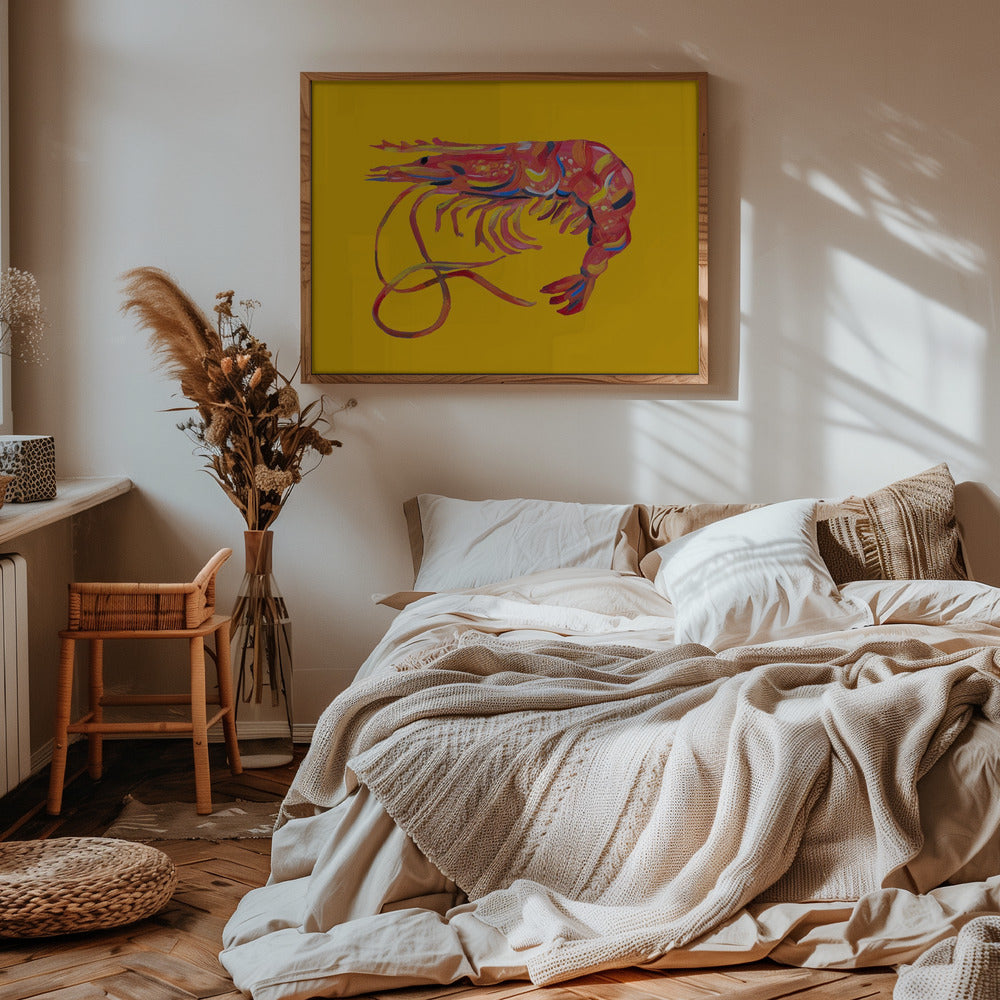 Prawn On Yellow Poster