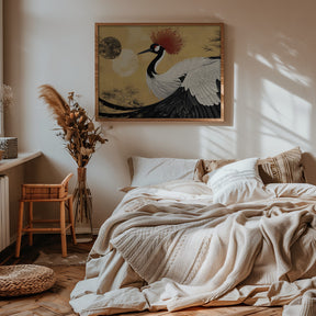 Abstract red-crowned crane Poster