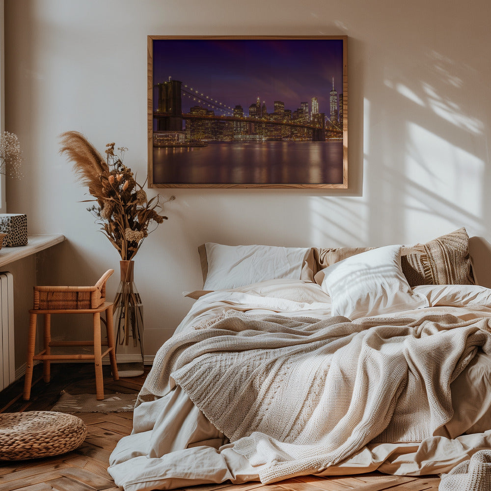 BROOKLYN BRIDGE New York City Sunset Poster