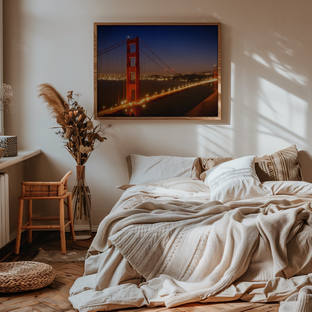 Evening Cityscape of Golden Gate Bridge Poster