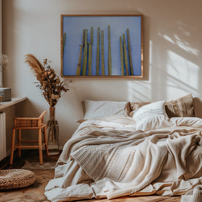 Tall Cacti on Blue | Oaxaca Mexico Travel Poster