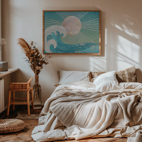 Landscape Sun waves turquoise Poster