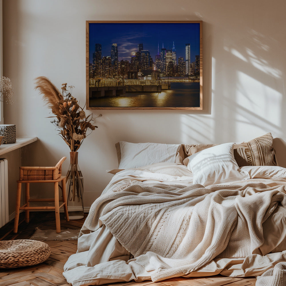 Midtown Manhattan Skyline with Harvest Moon Poster