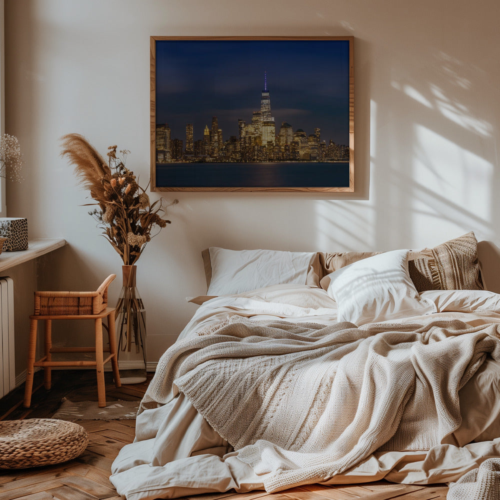 Lower Manhattan Skyline at Night Poster