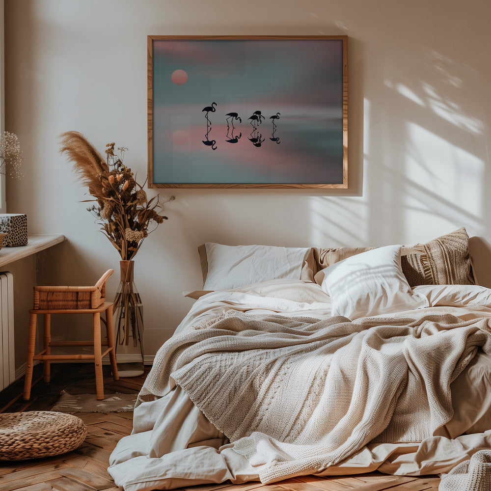 Family flamingos. Poster