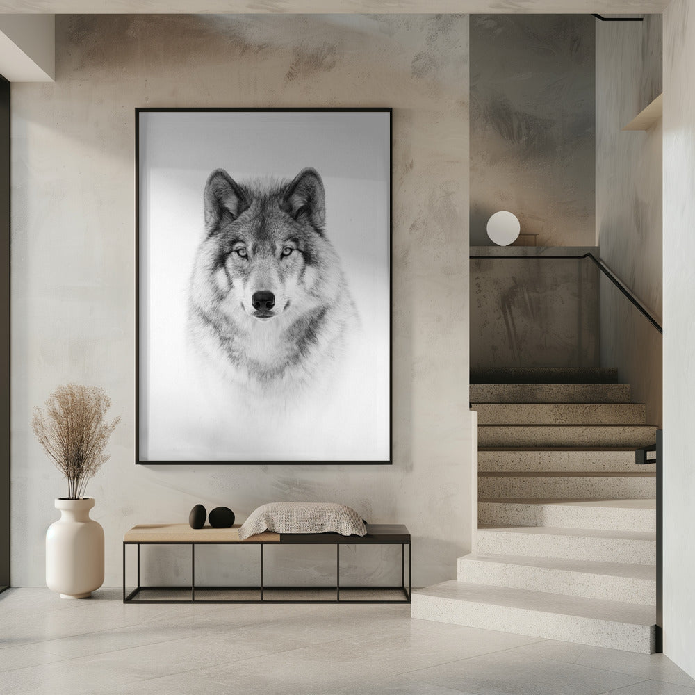 Portrait of a Timber Wolf Poster