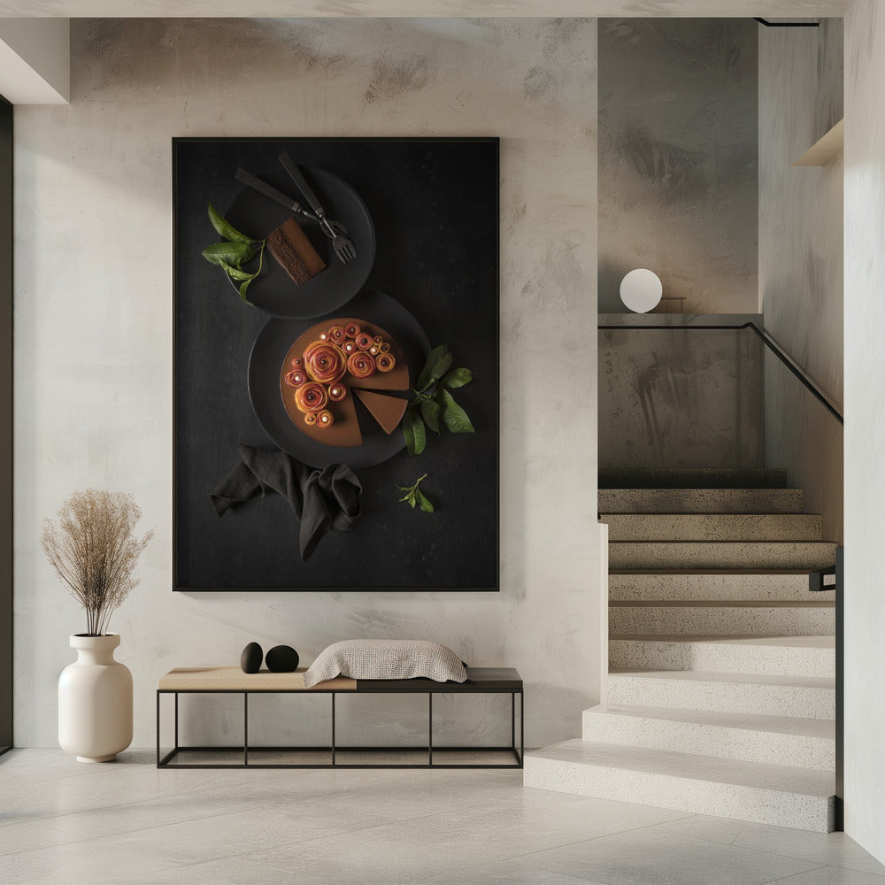 Dark chocolate and nectarine roses Poster