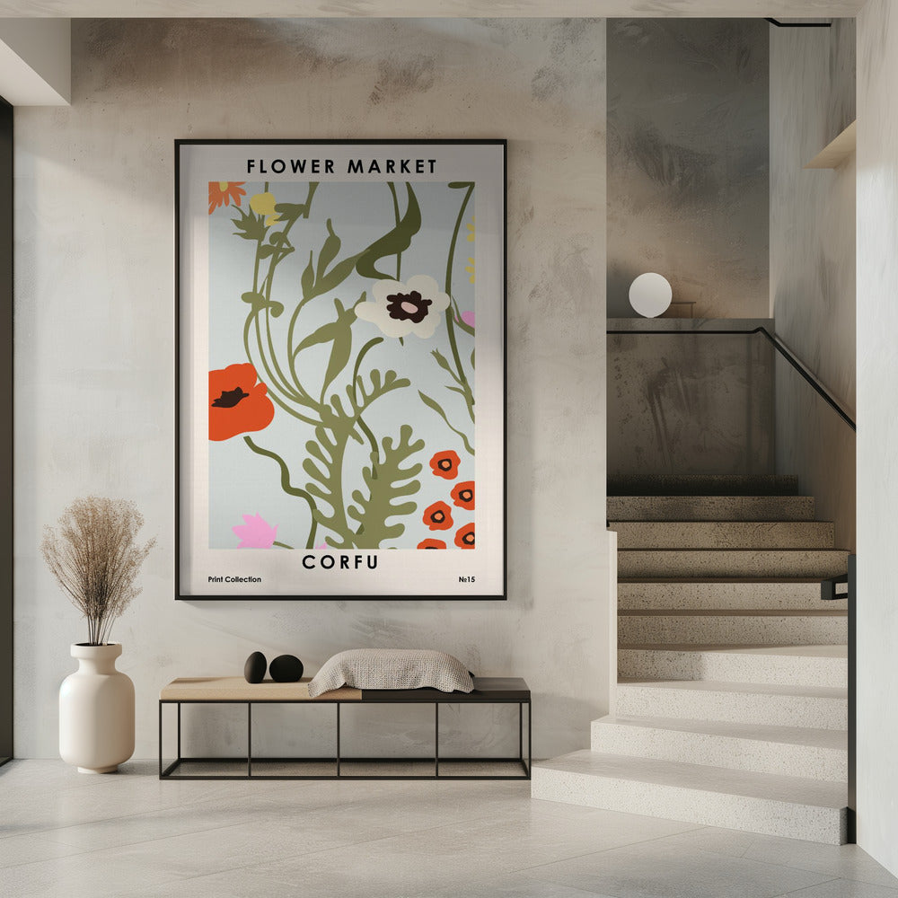 Flower Market Corfu Poster