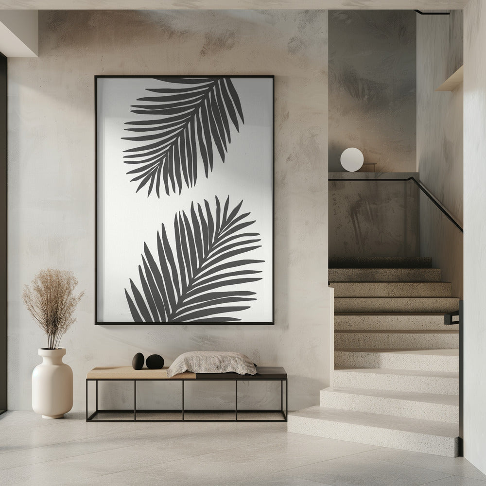 PALM LEAF 12 GRAPHITE GRAY Poster