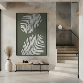 PALM LEAF 06 GREEN WHITE Poster