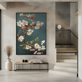 White Cherry Blossoms Poster