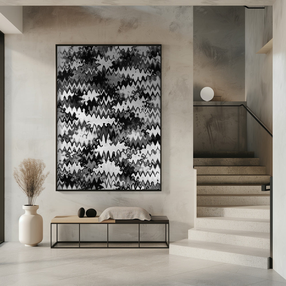 Black And White Zig Zag Pattern Poster