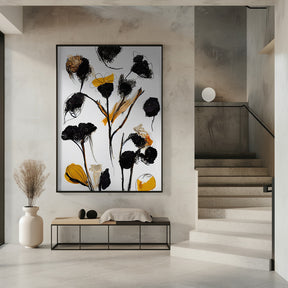 Black Dry Flowers Poster