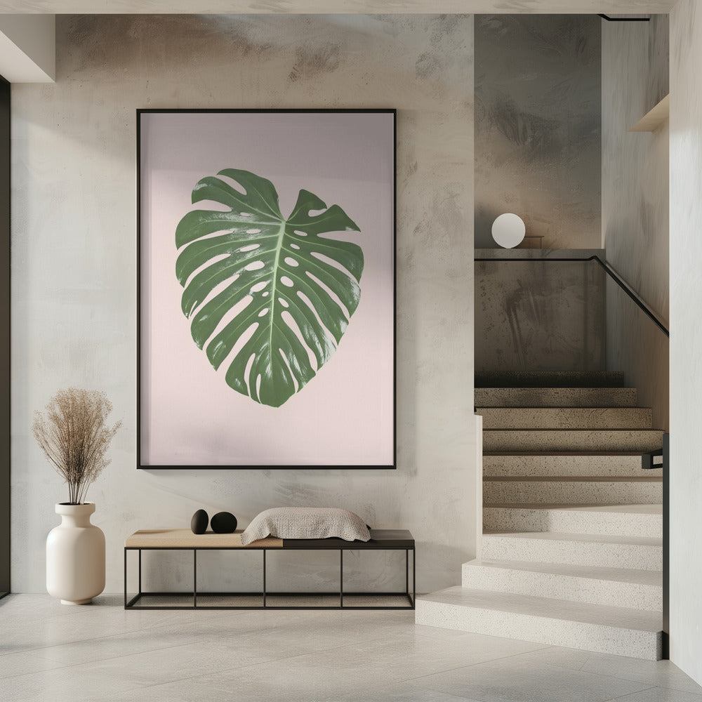 Monstera Leaf Blush Poster