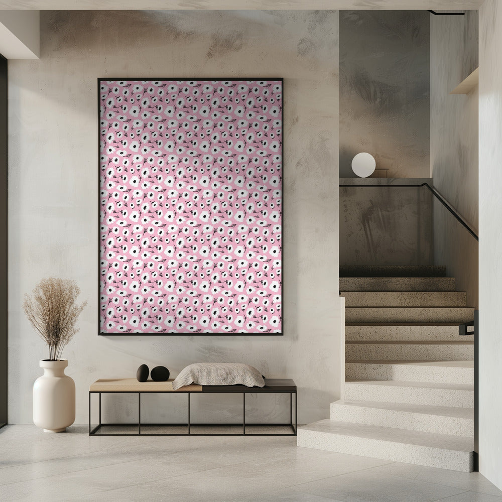 Cute Flowers On Pink Poster