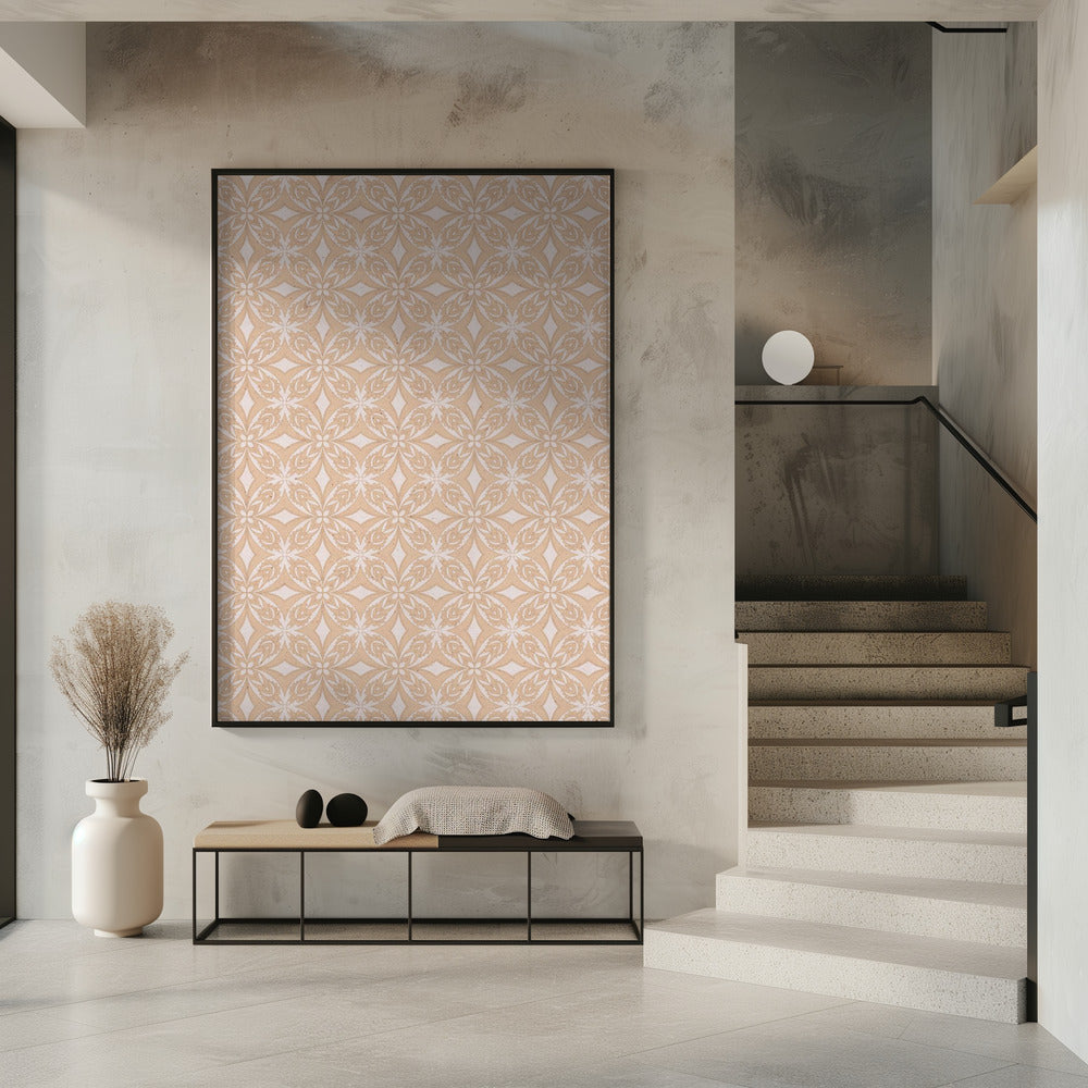 Geometric Beige Tile Pattern Poster